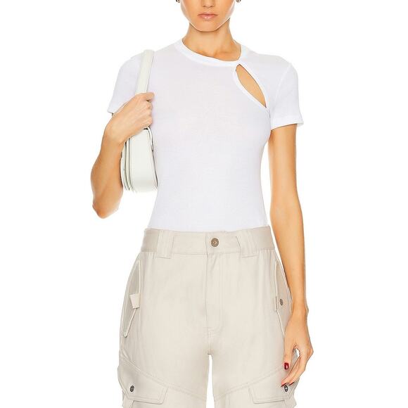 Helmut Lang 'Base' White Cut Out Rib Tee Size XS - Picture 1 of 5